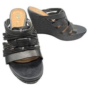 Ugg Black Melinda Platform Wedge Sandals Woman’s Size 9